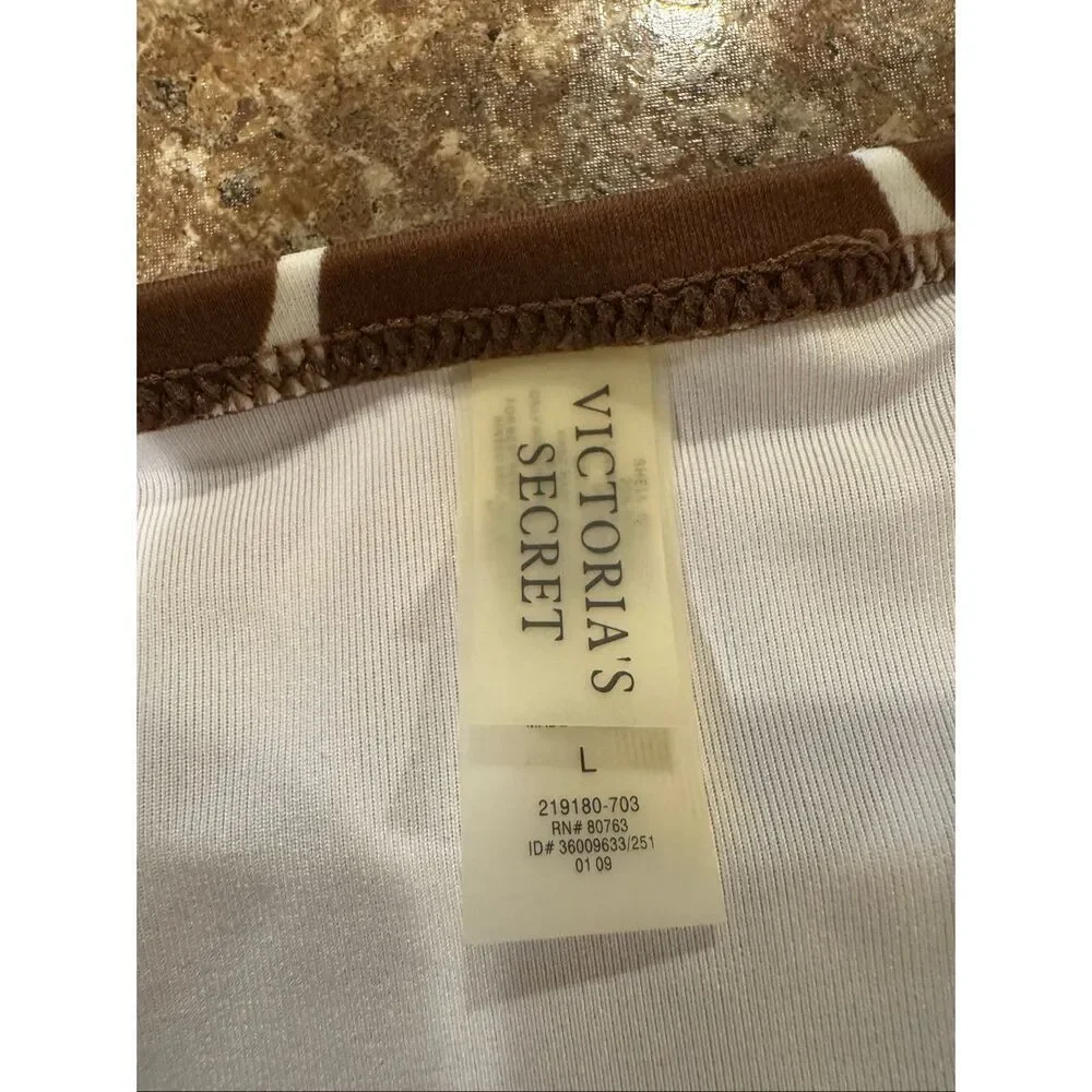 Vintage Y2K 2009 Victoria’s Secret Brown White Polka Dot Bikini Set M/L Halter S